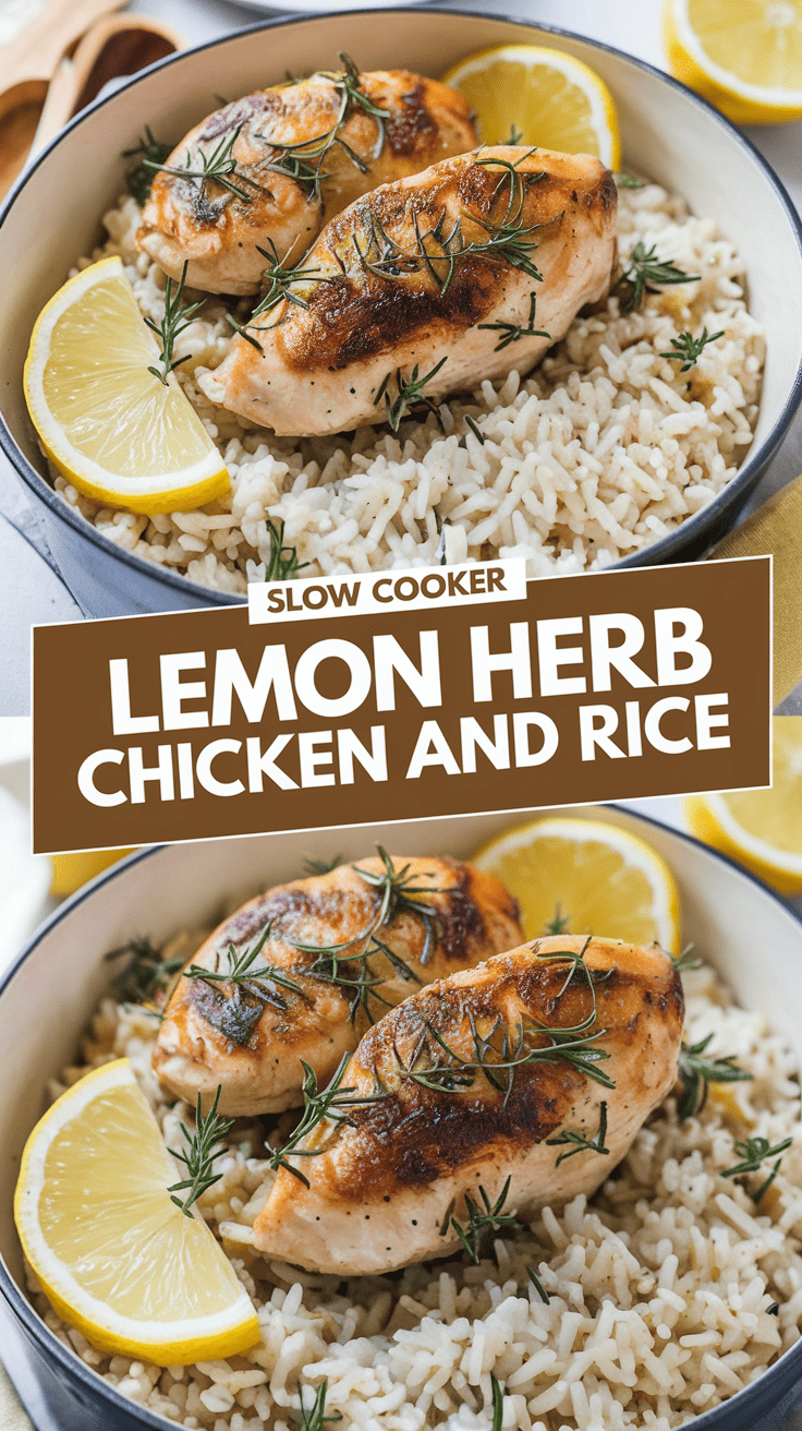 Slow Cooker Lemon Herb Chicken and Rice