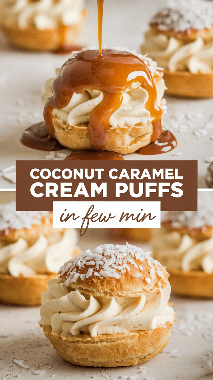 Coconut Caramel Cream Puffs