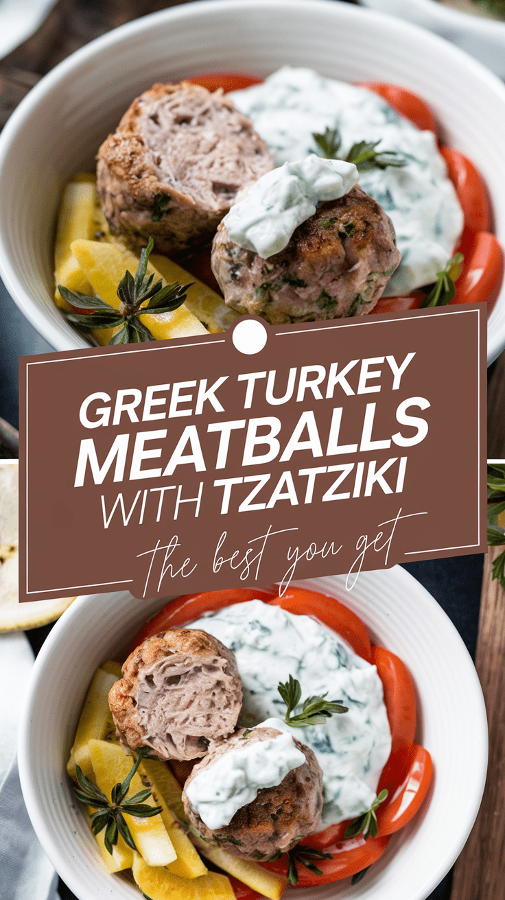 Greek Turkey Meatballs with Tzatziki