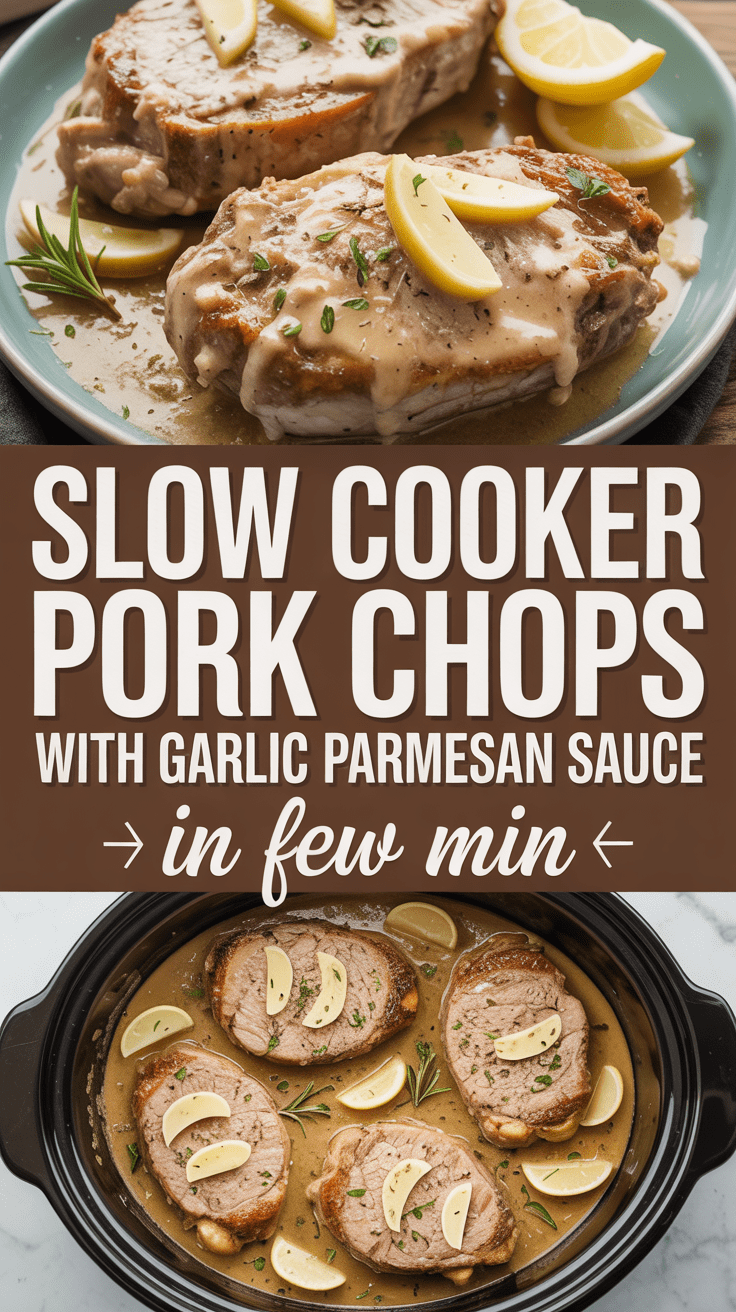 Slow Cooker Pork Chops with Garlic Parmesan Sauce