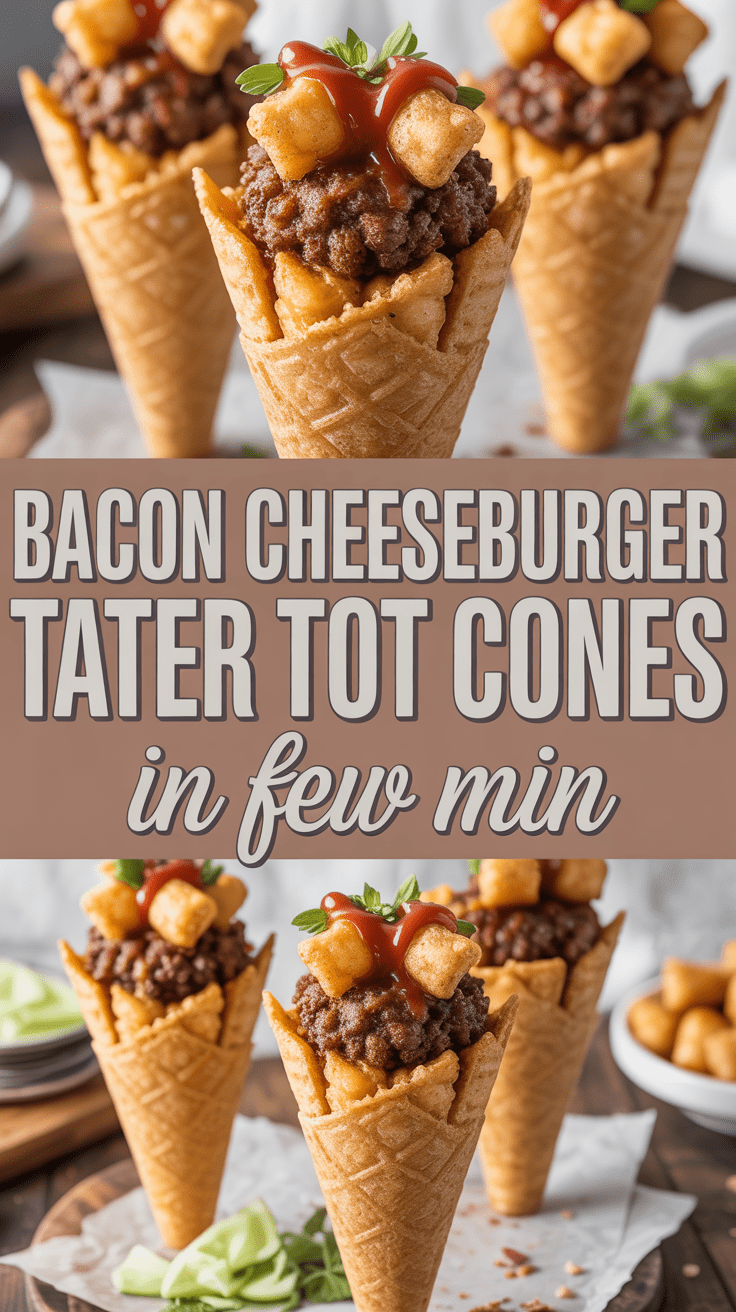 Bacon Cheeseburger Tater Tot Cones