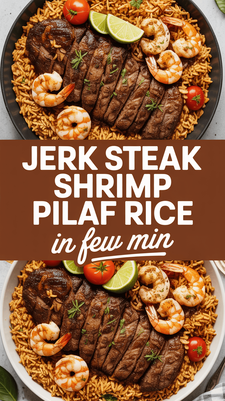 Jerk Steak Shrimp Pilaf Rice