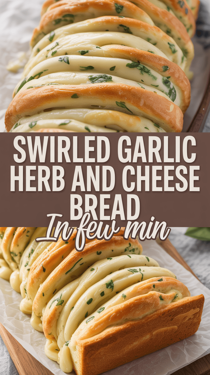 Swirled Garlic Herb And Cheese Bread