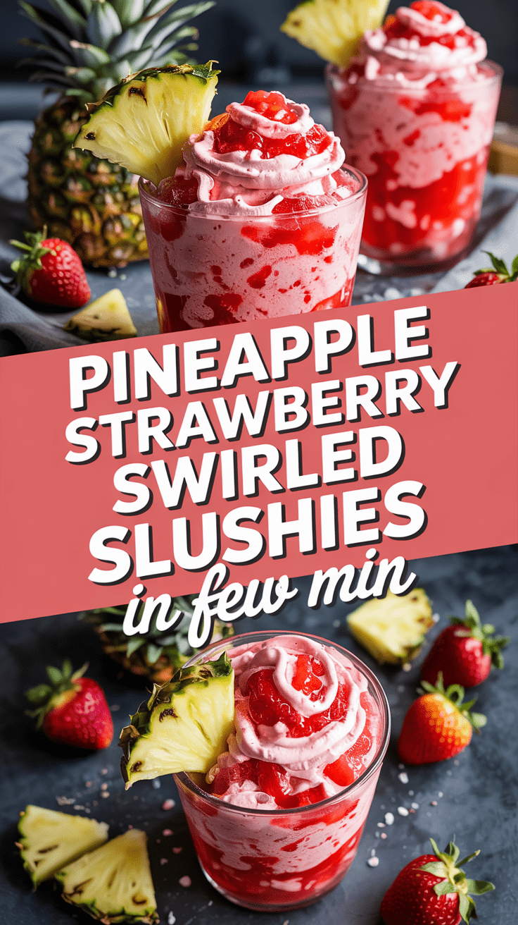 Pineapple Strawberry Swirled Slushies