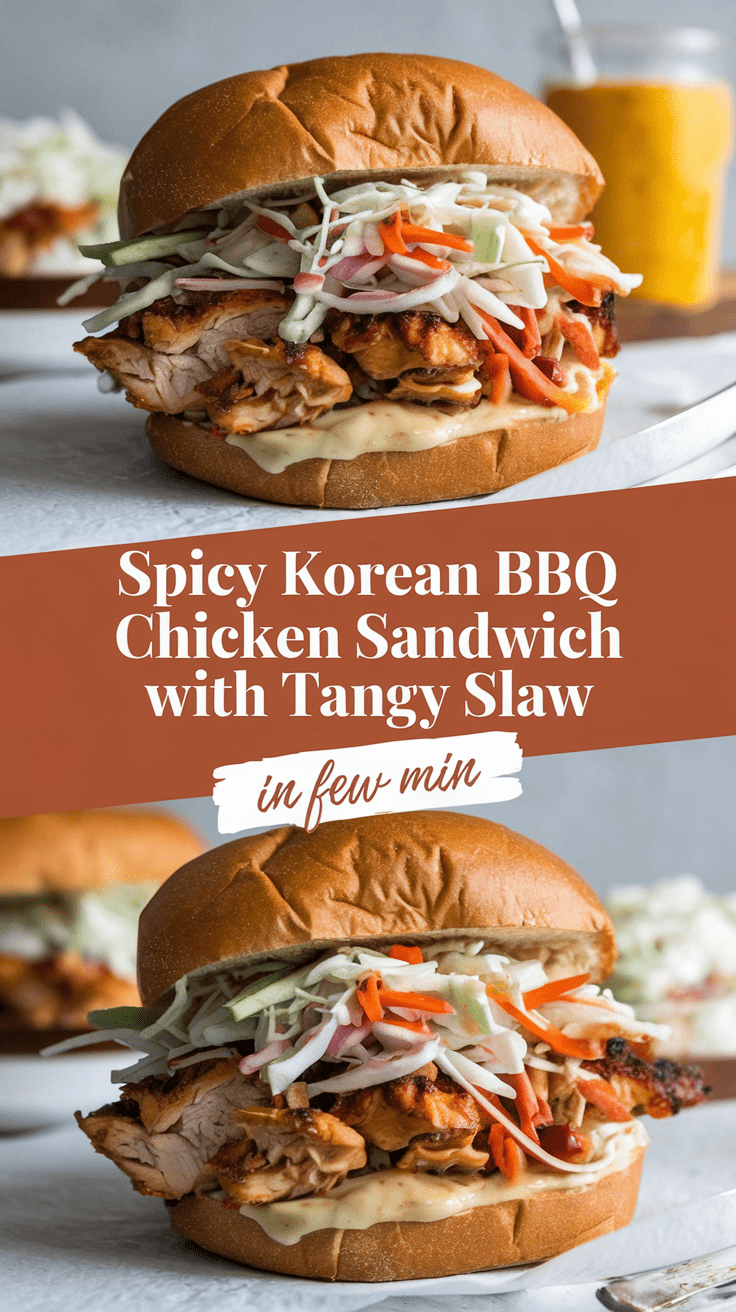 Spicy Korean BBQ Chicken Sandwich with Tangy Slaw