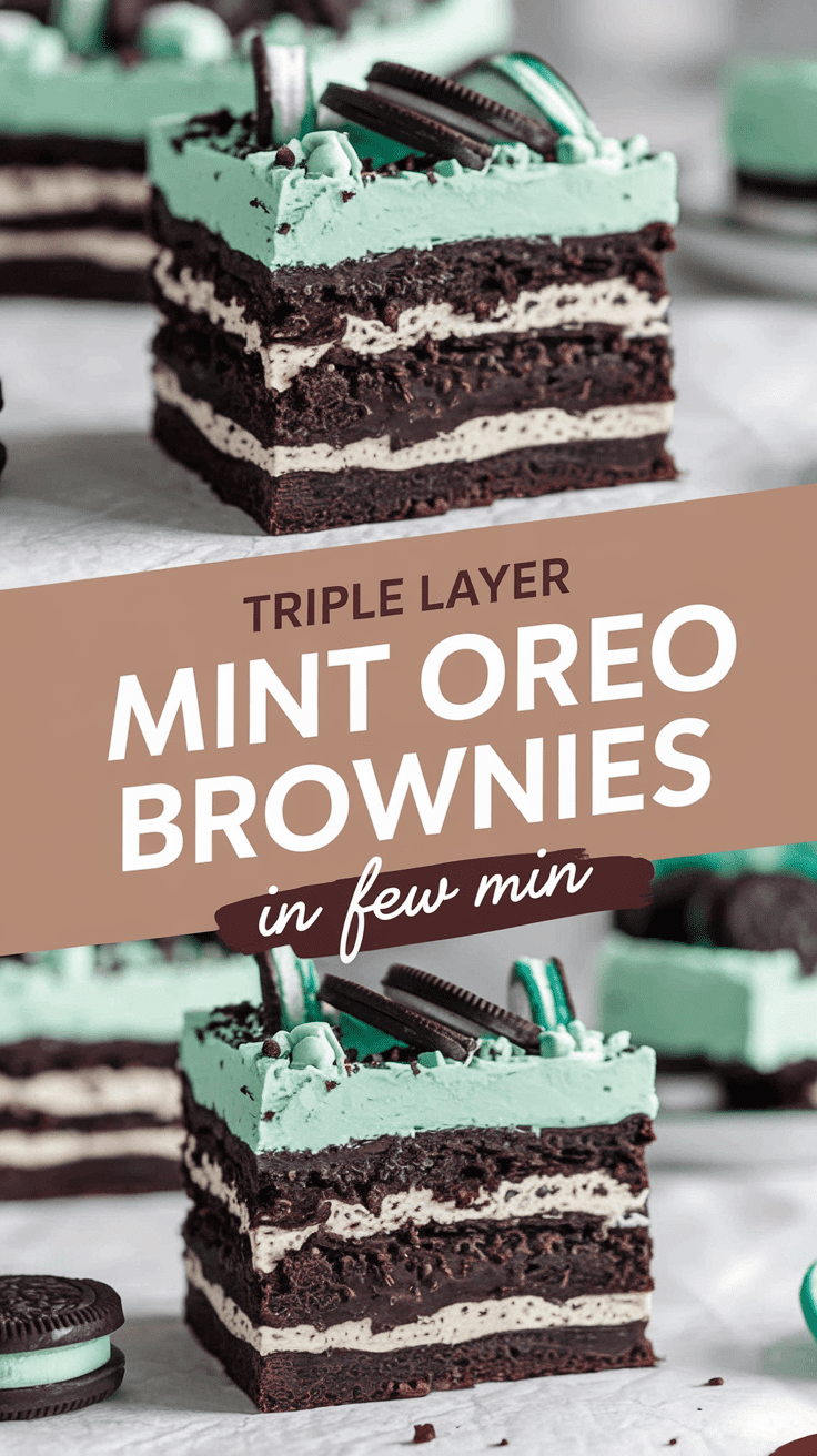 Triple Layer Fudgy Mint Oreo Brownies