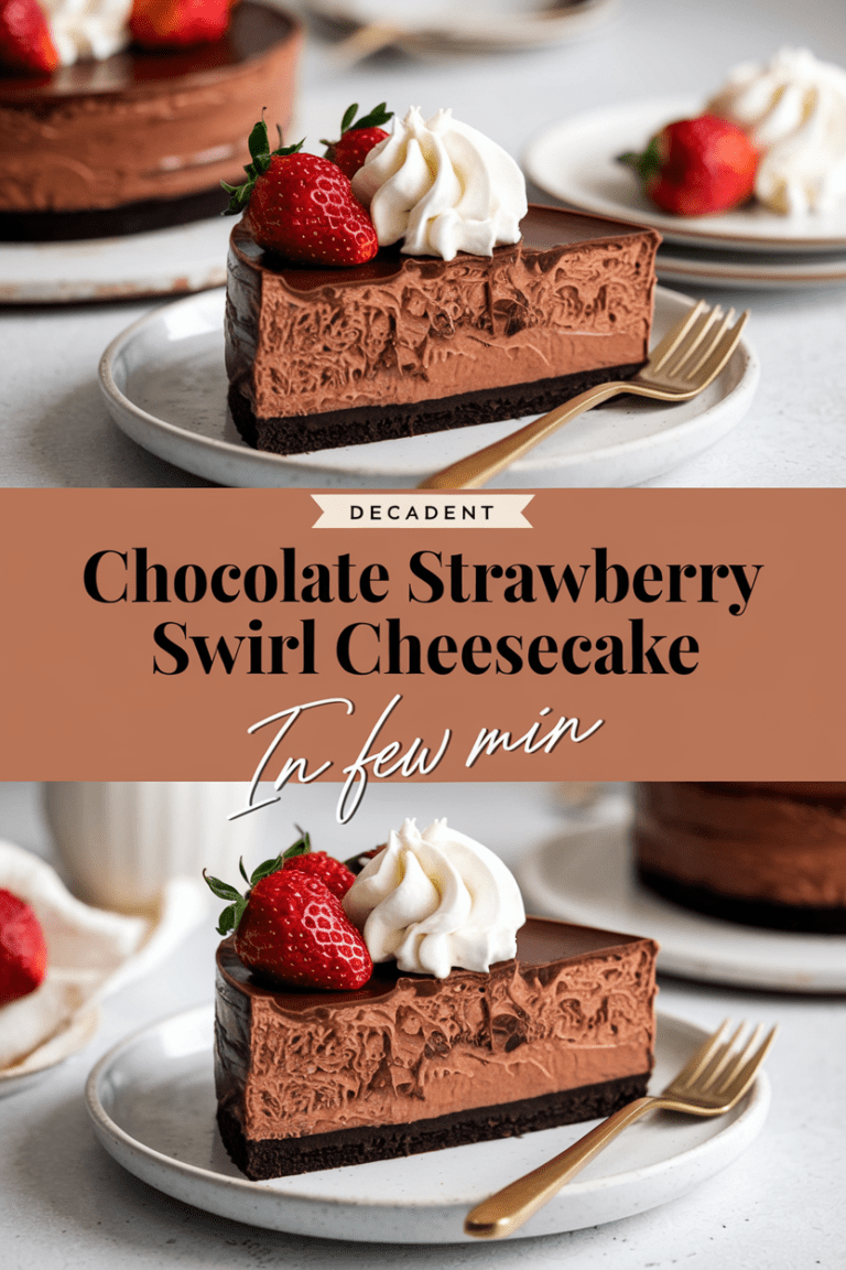 Decadent Chocolate Strawberry Swirl Cheesecake