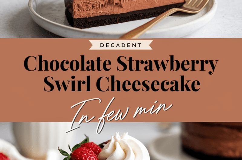 Decadent Chocolate Strawberry Swirl Cheesecake