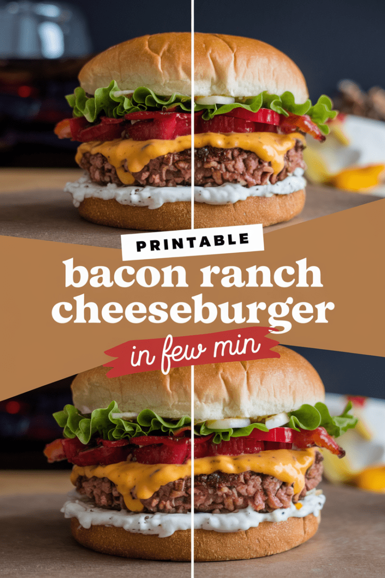 Printable Bacon Ranch Cheeseburger