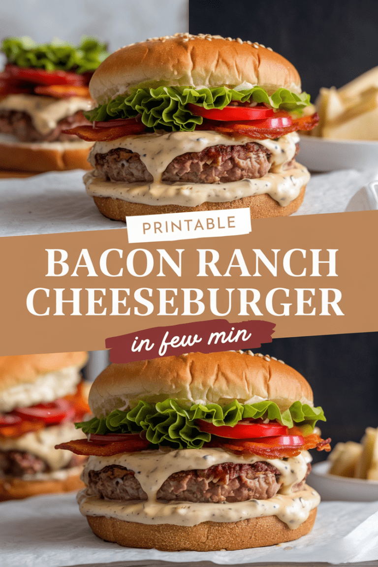 Printable Bacon Ranch Cheeseburger
