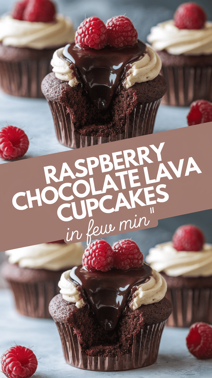 Raspberry Chocolate Lava Cupcakes
