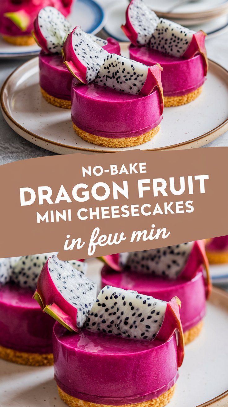 No-Bake Dragon Fruit Mini Cheesecakes