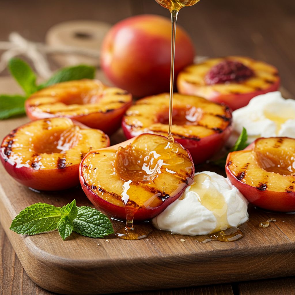 Grilled Nectarines with Honey and Mascarpone