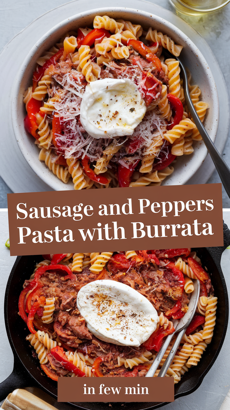 Sausage and Peppers Pasta with Burrata