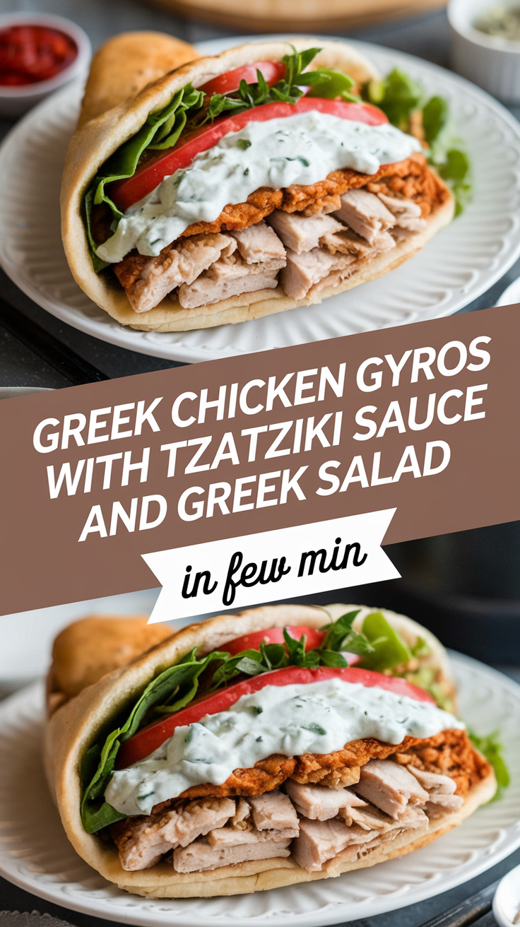 Greek Chicken Gyros with Tzatziki Sauce and Greek Salad