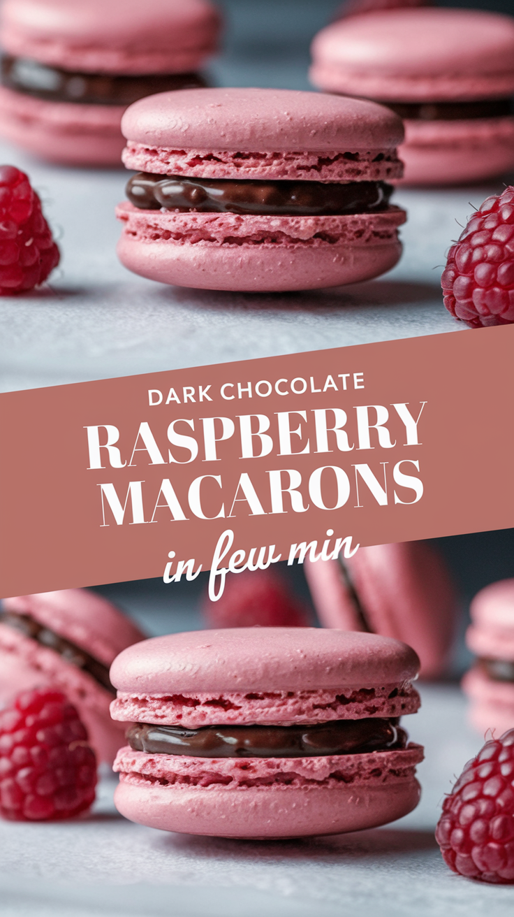 Dark Chocolate Raspberry Macarons